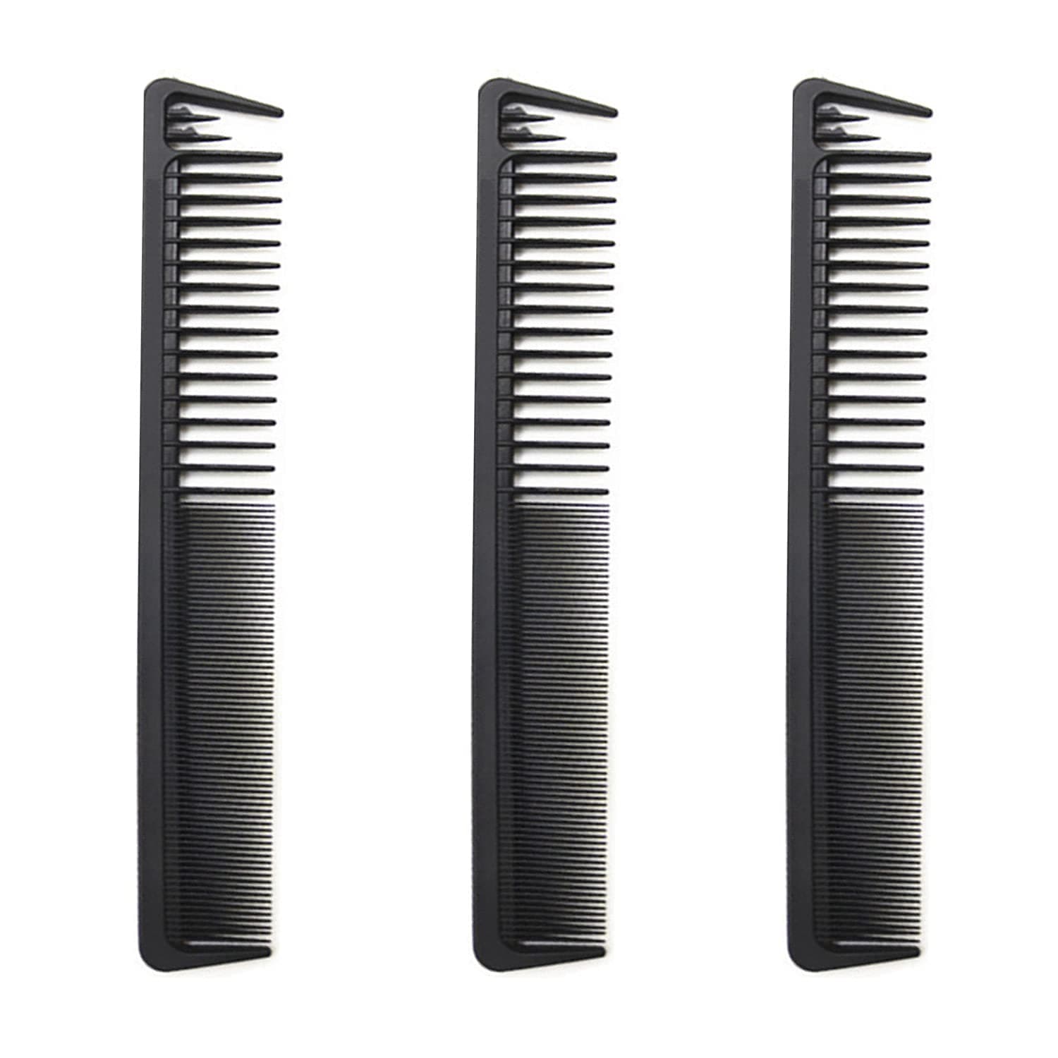 Avenoir Carbon Fiber Cutting Comb, Professional 8.19'' Hair Dressing Comb, Anti Static Heat Resistant Comb For All Hair Types, Fine and Wide Tooth Hair Barber Comb, 3 PacK