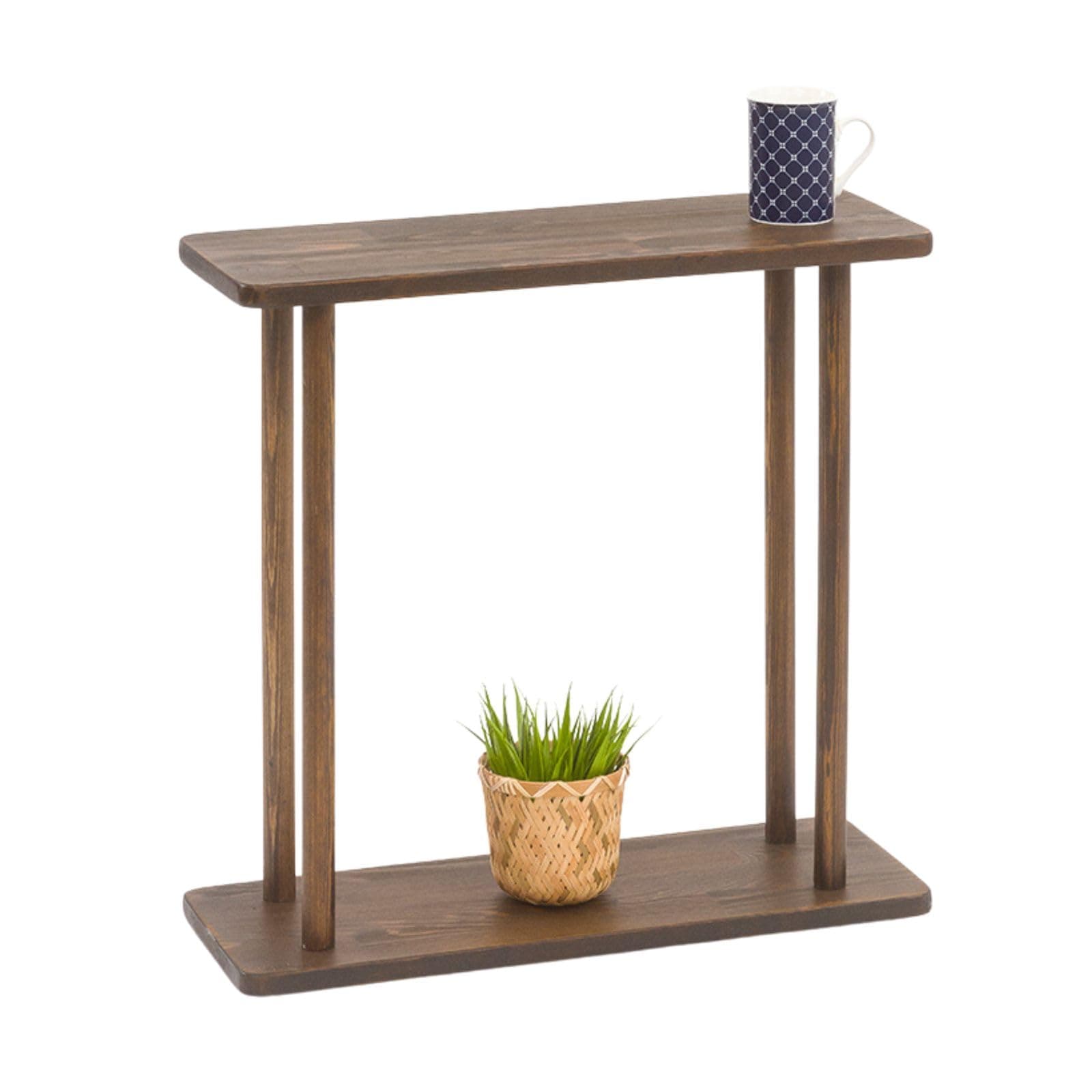 Rectangular Solid Wood Narrow Side Table, Skinny Bedside Table, Small End Table (Dark Walnut, Large)