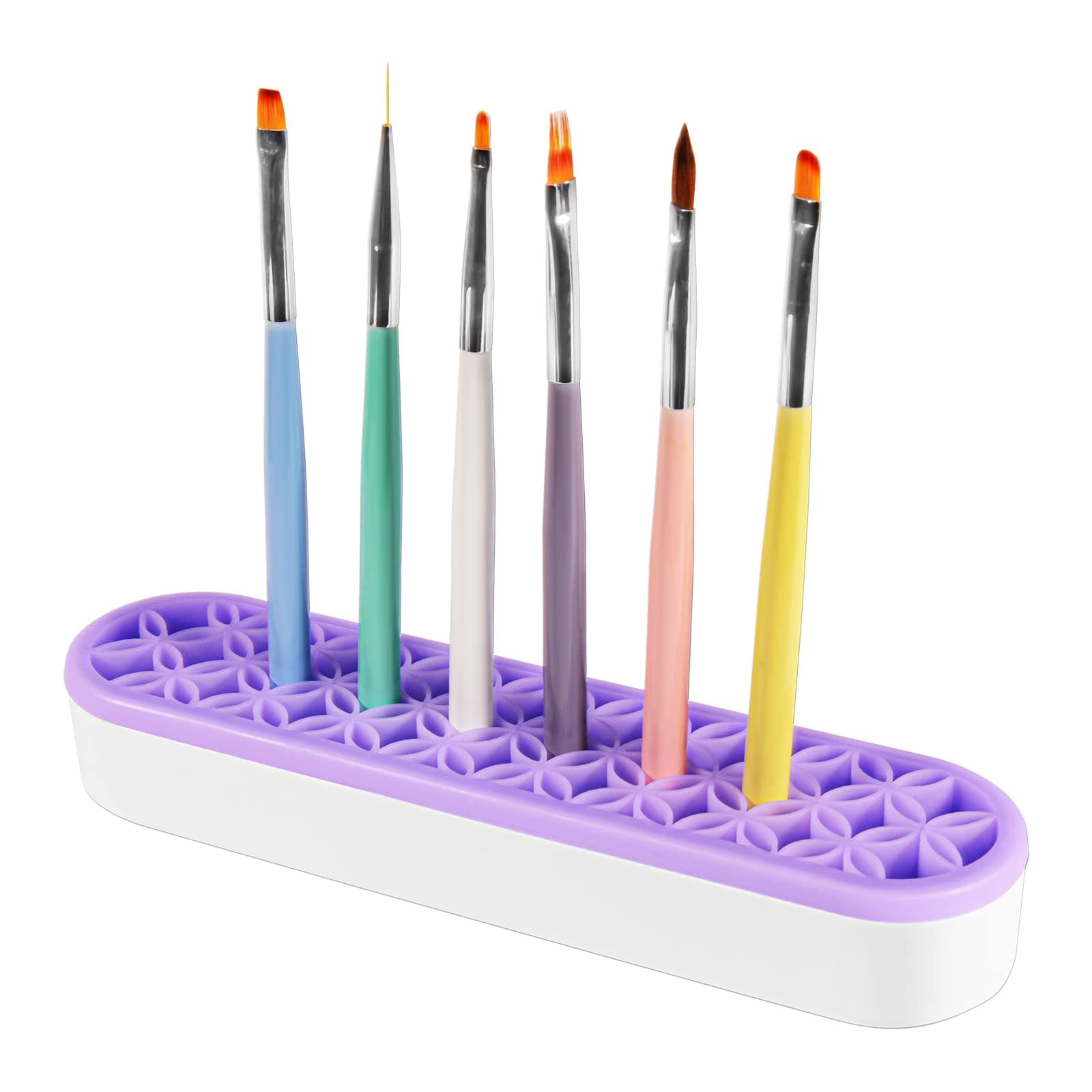 Silicone Makeup Brush Holder, Brush Organizer Silicone, Multipurpose Nail Brush Organizer Storage for Sewing Craft Tools, Painting Pen Brushes, Stationary Tools Nail Clipper - Purple