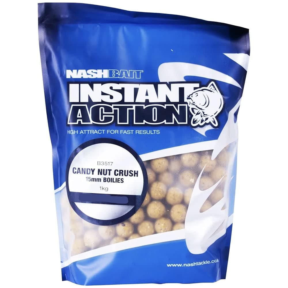 Nash Bait Instant Action Boilies 1kg Bag: Candy Nut Crush: 18mm
