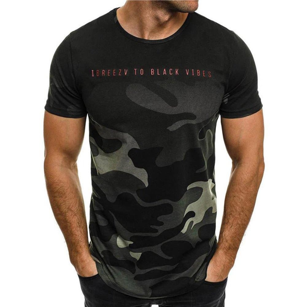 Fitness T-Shirt for Men,LuluZanm Sale💖 Fashion Personality Camouflage Print Blouse Short-Sleeve Slim Fit Muscle Tops