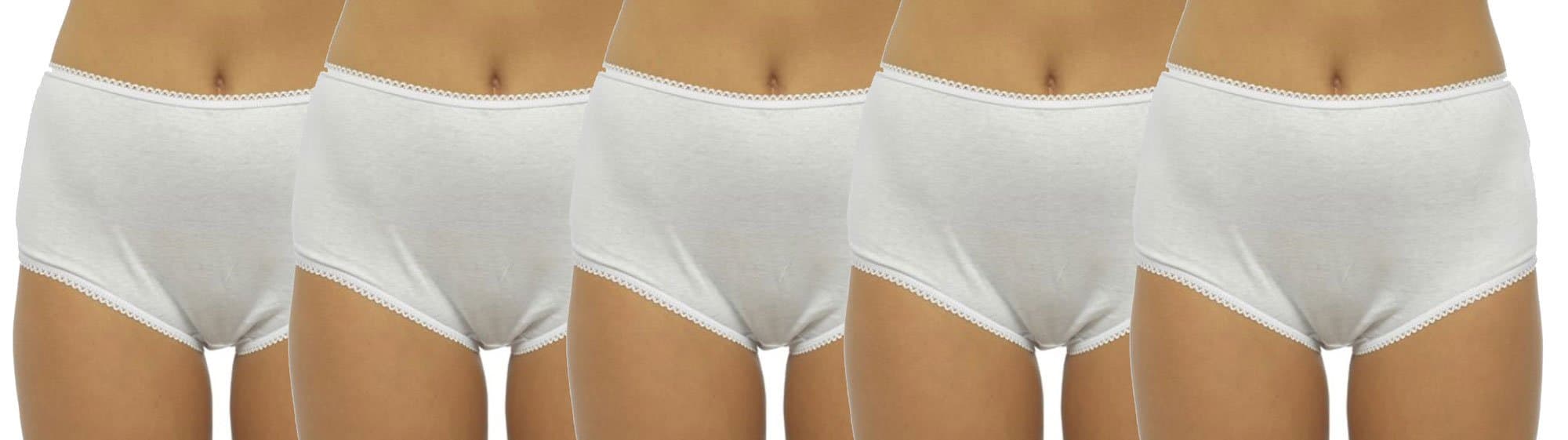 New 5 Pack Ladies 100% Cotton Plain Full Briefs