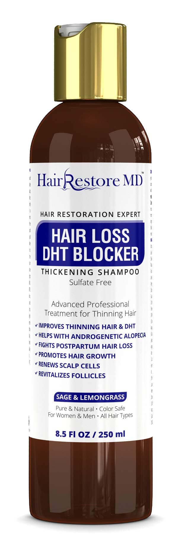 Hair Loss DHT Blocker Shampoo with Sage & Lemongrass, Biotin Volumizing Caffeine Shampoo for Hair Regrowth and Thickness, Sulfate-Free for Men & Women