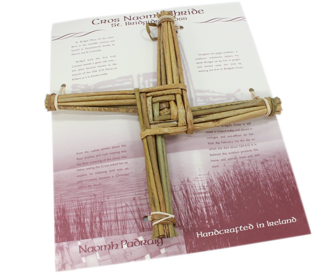 Biddy Murphy Naomh Padraig Irish Cross Celtic Wall Cross St Brigids Large 10 Inches Tall by 10 Inches by Wide by 1 Inch Thick Woven Reed Made in Ireland