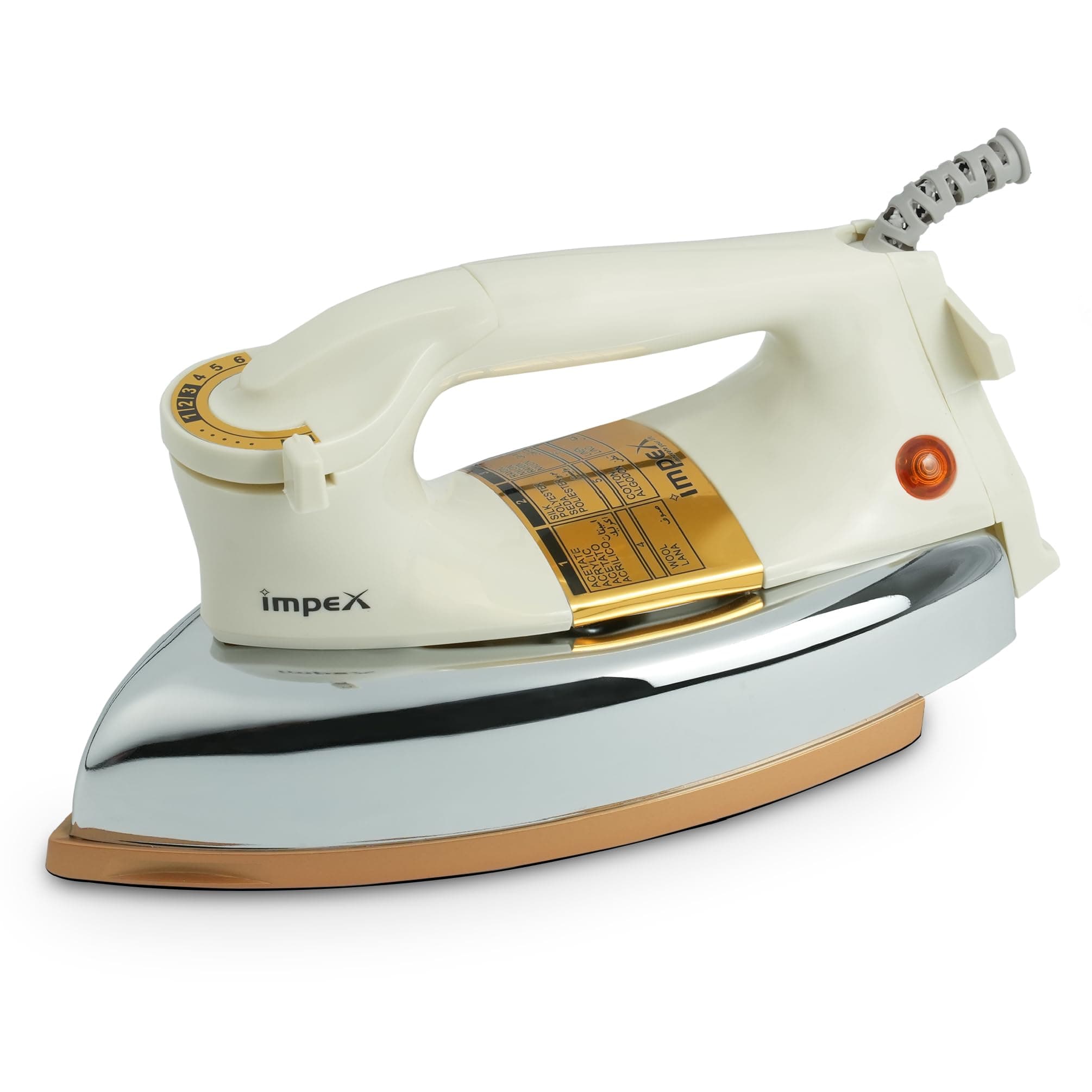 Impex IB 201 1200W Heavy Duty Dry Iron Box With Golden Ceramic Coated Sole Plate