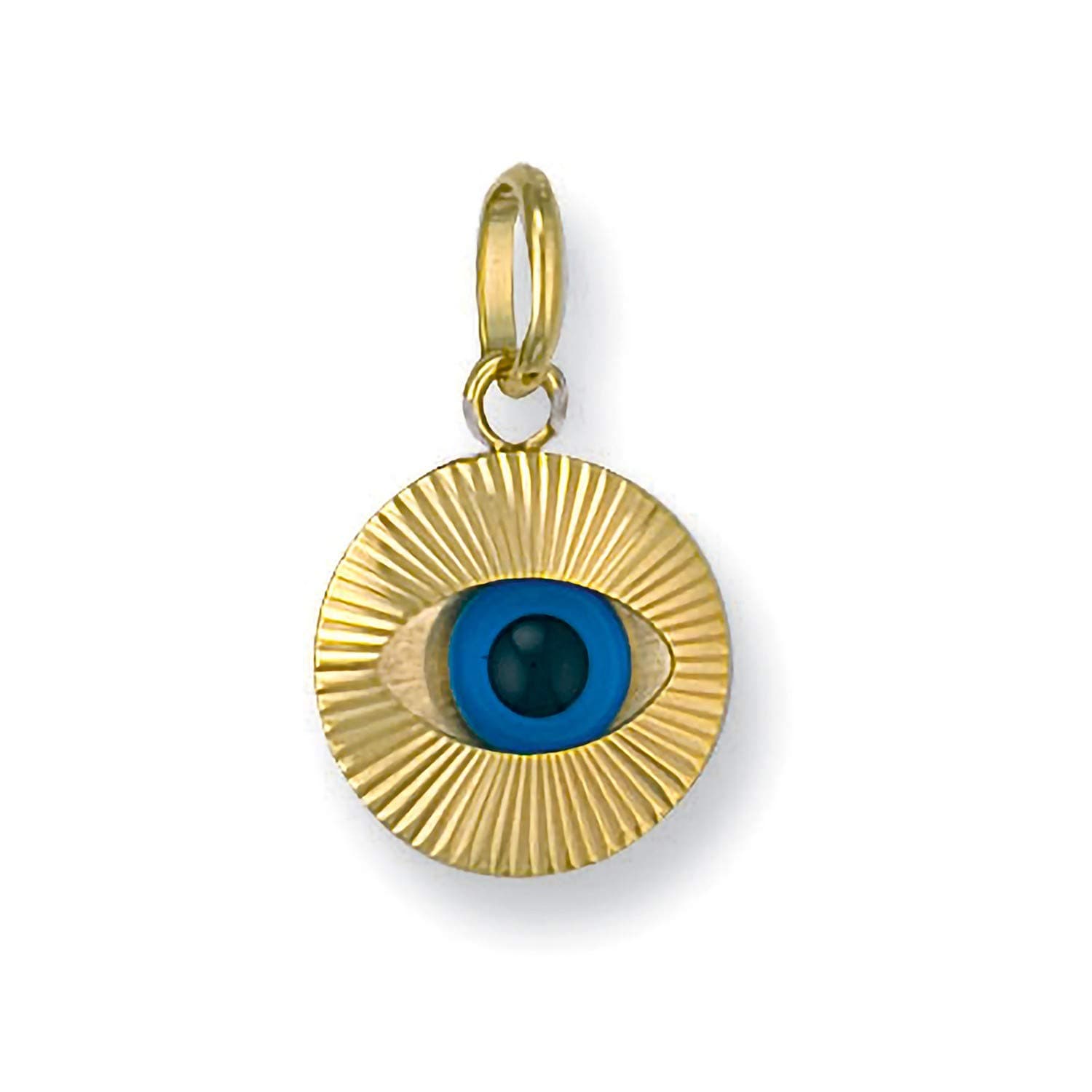 Genuine 9ct Yellow Gold Evil Eye Pendant 22mm