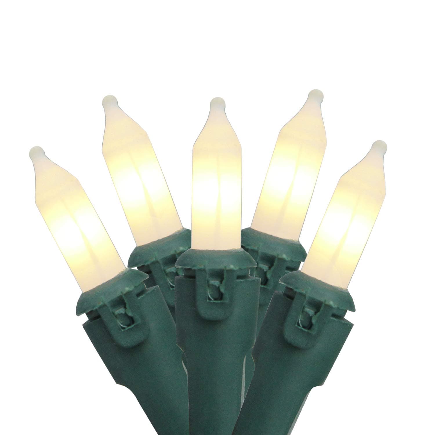 Bethlehem Lighting 50-Count Frosted White Commercial Grade Mini Christmas Light Set, 22.3ft Green Wire