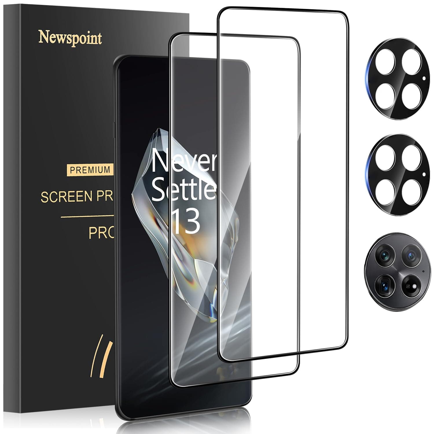 Newspoint for OnePlus 13 Screen Protector with Camera Lens Protector, 9H Hardness Anti-Scratch 3D Tempered Glass Film, Case Friendly, Bubble-Free, HD Clear for OnePlus 13 5G (2+2 PACK)