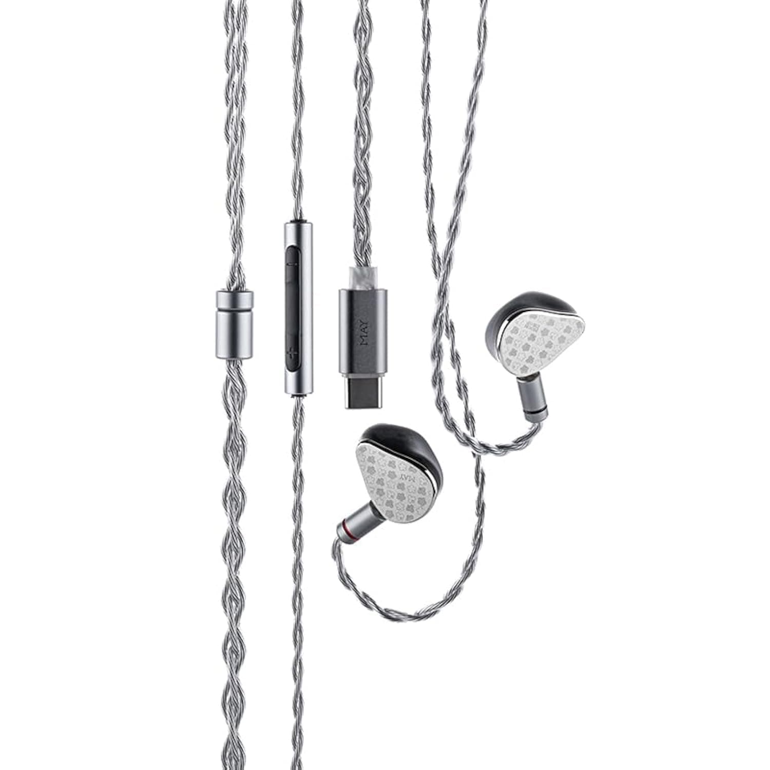 Moondrop May DSP Earphone USB-C DSP Dynamic+Planar Driver Hybird In Ear Earbuds with Interchangeable Cable,Silver