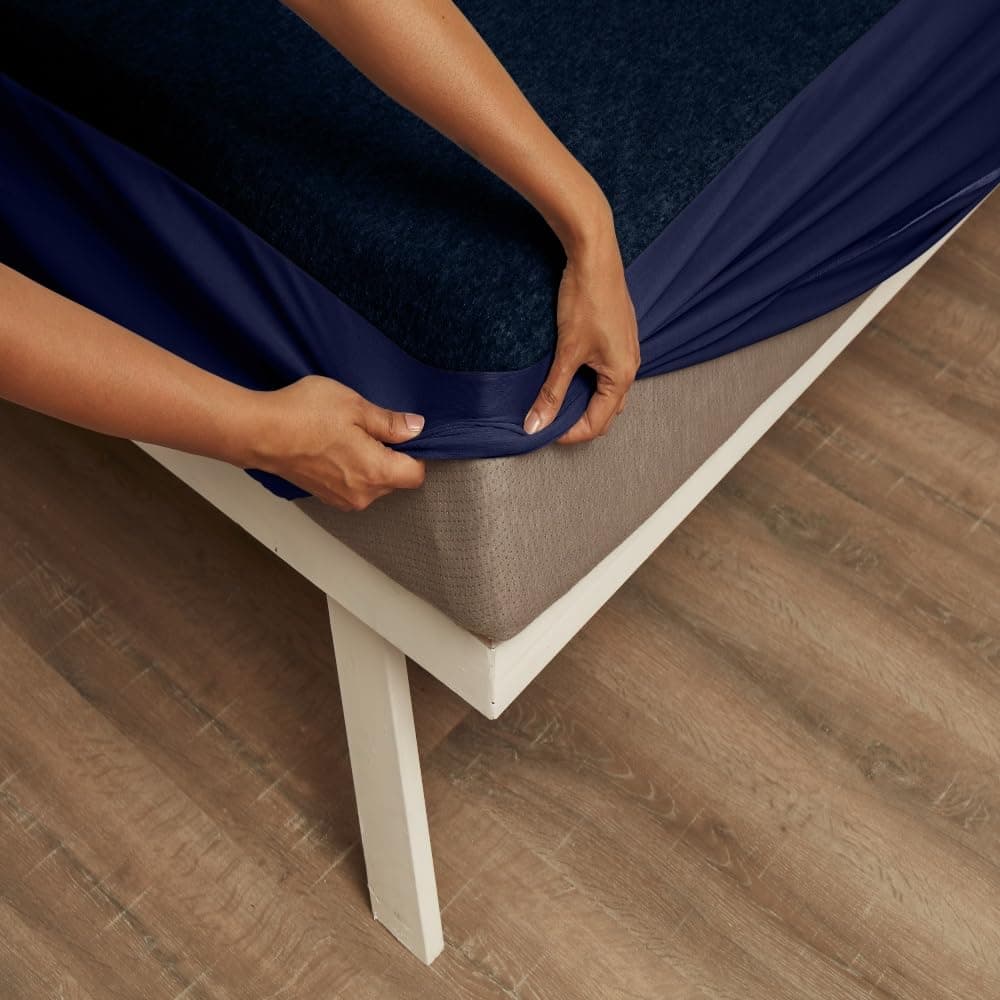 Wakefit Cotton Feel Terry Ultra Soft Waterproof Mattress Protector | Breathable - Hypoallergenic Mattresses Cover 75" x 36" - Single, Blue