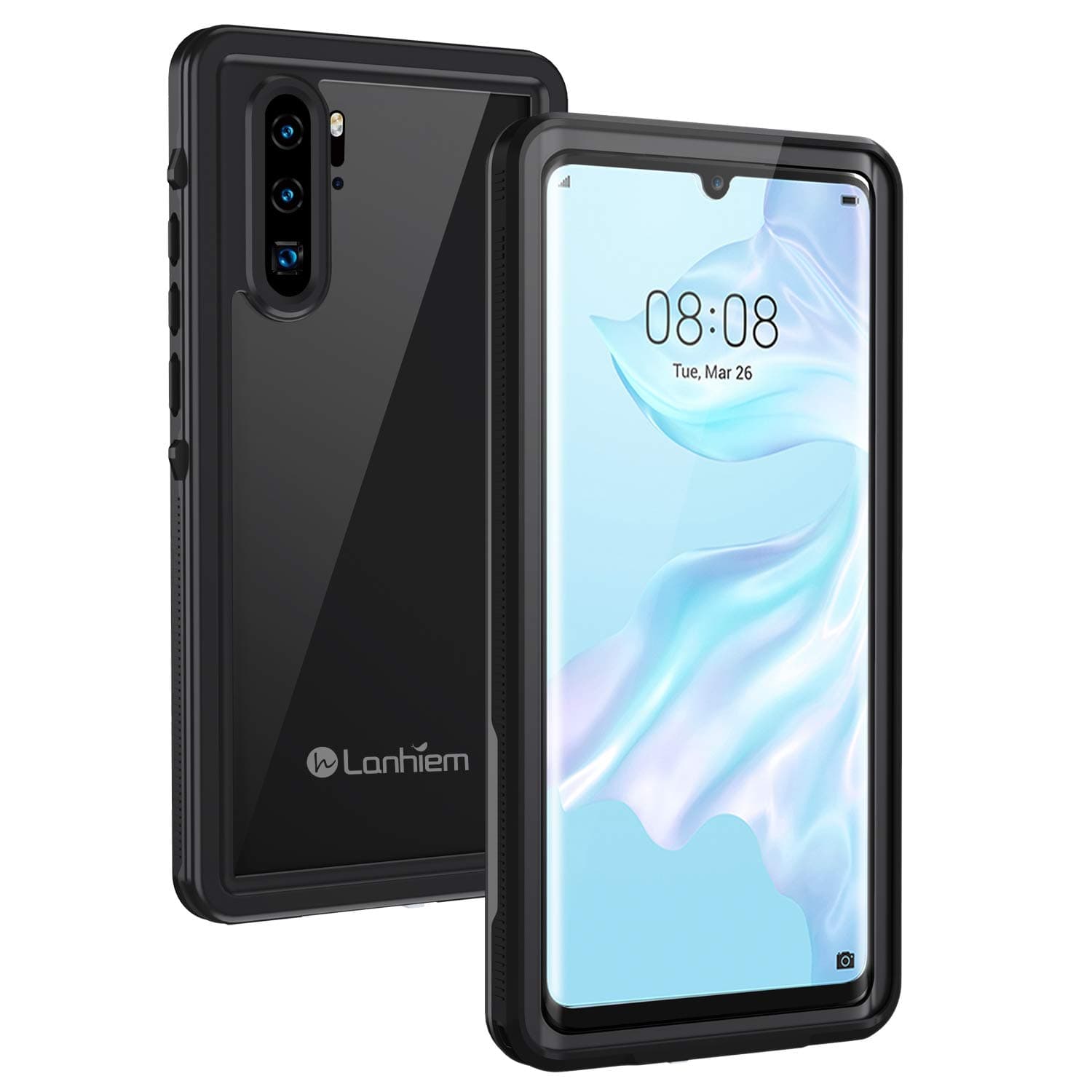 Lanhiem Huawei P30 Pro Case, [IP68 Waterproof] Waterproof [Shockproof] Full Body Integral with Screen Protector Dustproof Case 360 Grad Protection Case for P30 Pro, Black