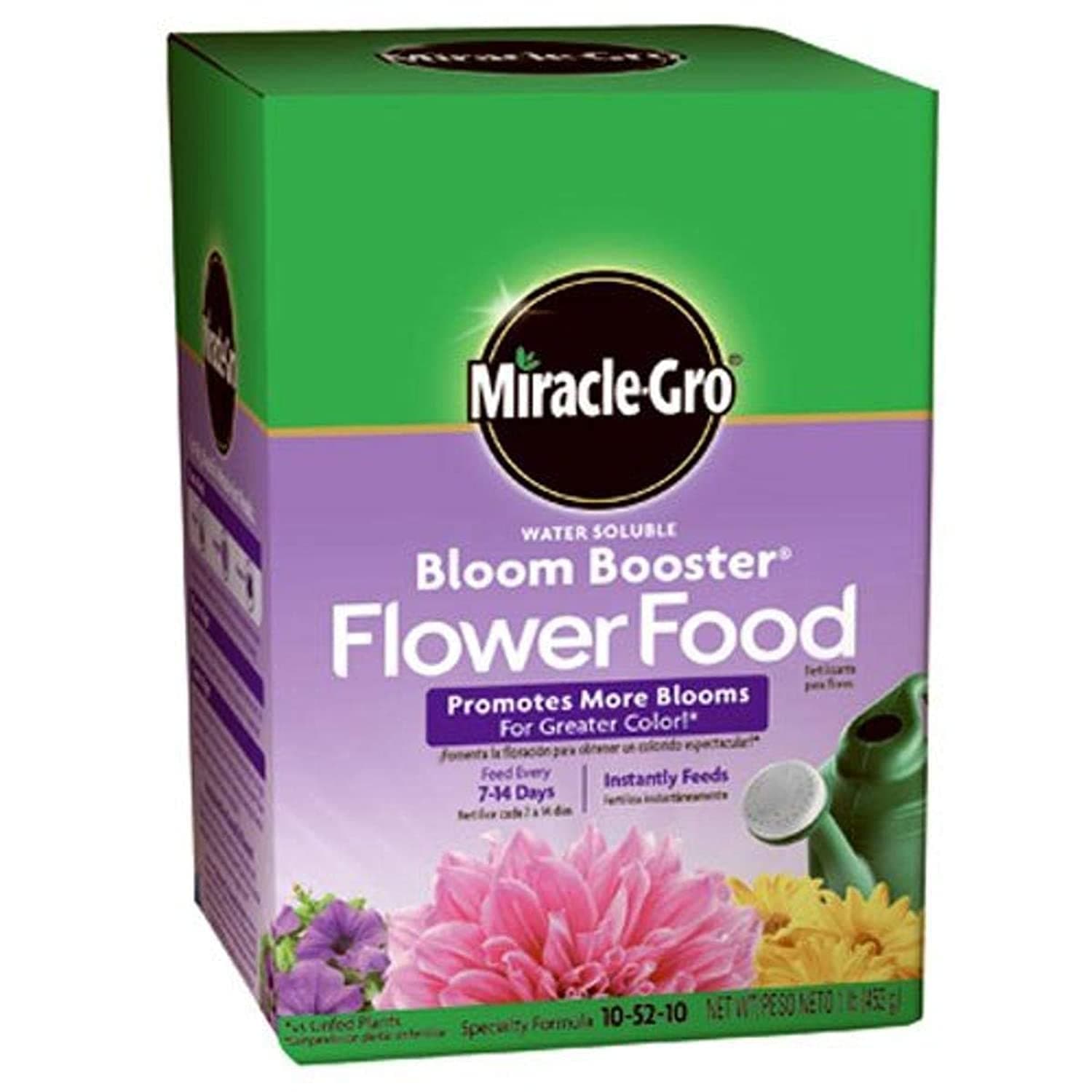 MIRACLE GRO 1360011 Water Soluble Bloom Booster Flower Food, 10-52-10, 1-Pound