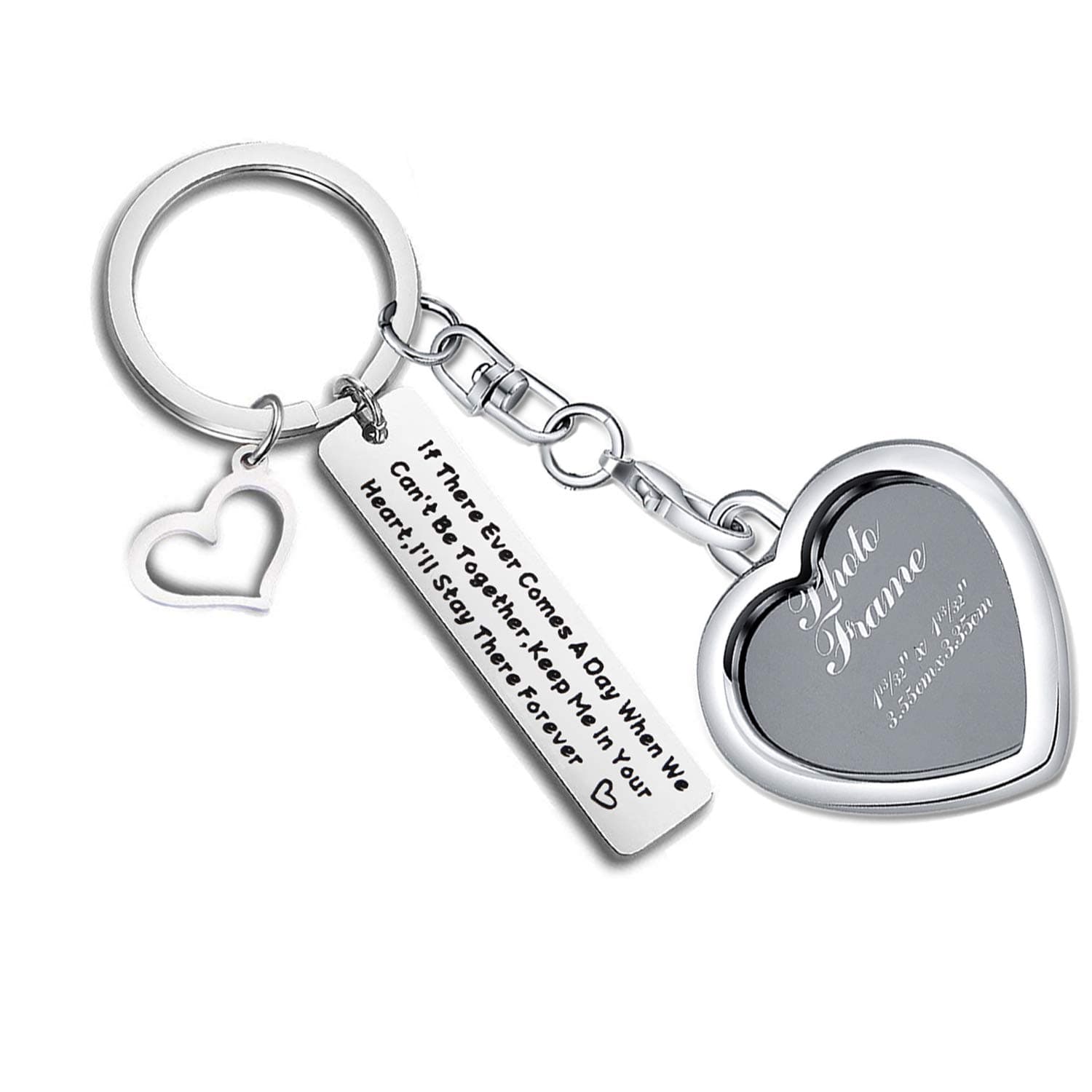 LQRI Long Distance Relationships Gifts Going Away Lover Picture Frame Keychain Husband Boyfriend Going Away Gift Deployment Gift If There Ever Comes A Day Keychain(silver)