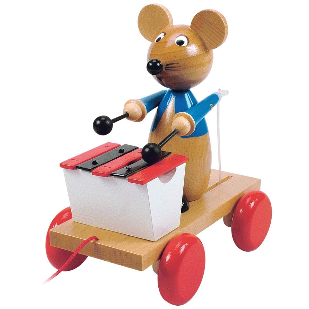 Woodyland 21 x 19 cm Didactic Toys Pull Along Mouse with Xylophone