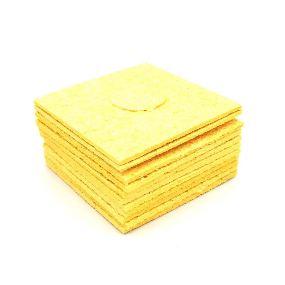 Arlent 10 Pcs Soldering Iron Cleaning Sponge Yellow 60mm x 60mm x 1.8mm