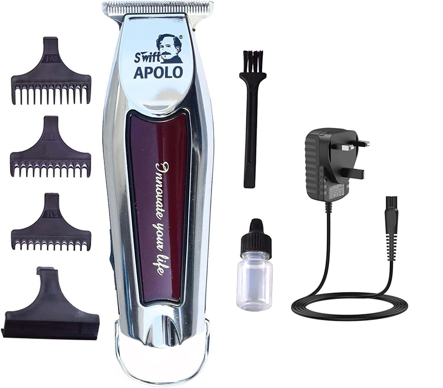 SWIFT Shaving Machine Hair Clippers, Powerful 5W Cordless Hair Trimmer for Men, Self-Haircut with 1/2/3/4 mm Guide Combs, Electric Barber Clippers