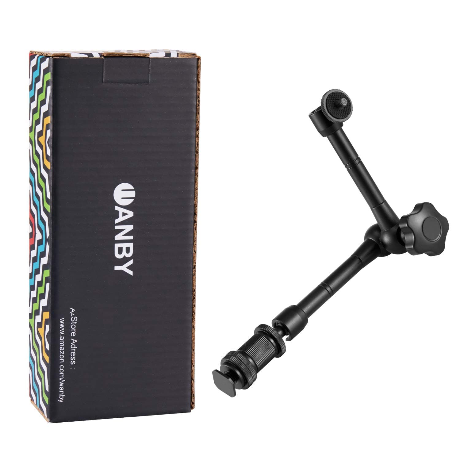 WANBY 11 Inch Articulating Friction Magic Arm Adjustable w/Hot Shoe Mount 1/4' Tripod Screw for DSLR Camera Rig, LCD Monitor, LED Lights, Flash Light (Arm)