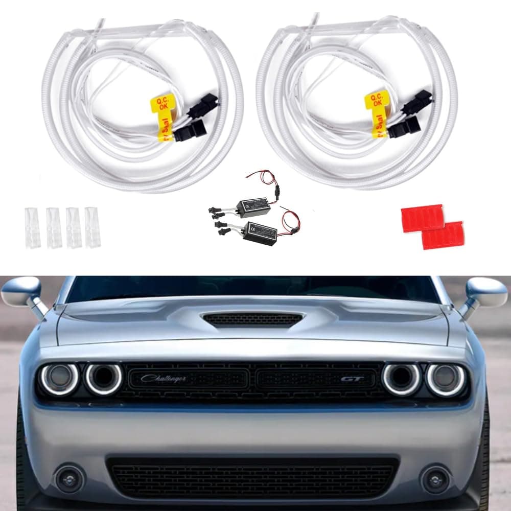 QiuKo CCFL 4 Halo Rings For Dodge Challenger 08-14 Car Headlight Angel eyes LED lights
