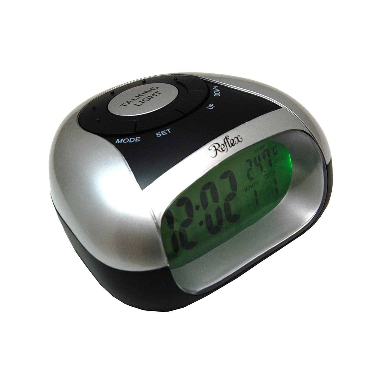 Reflex Black And Silver Digital Talking Alarm Clock 908-3103