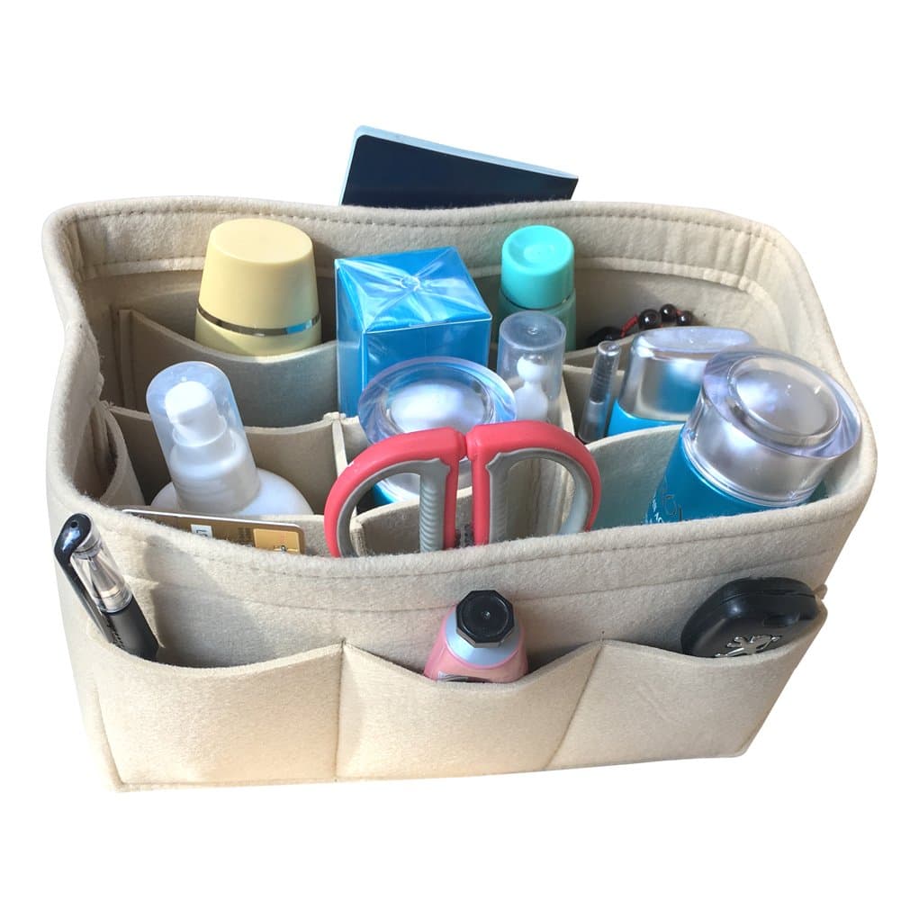 Felt Fabric Purse Handbag Organizer, Bag in Bag, used in Car, Bathroom, Shopping