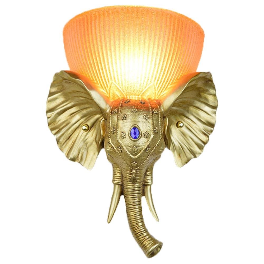 Elephant wall lamp, retro elegance Nordic creative, bedroom children's room lights aisle corridor living room hotel coffee resin wall lamp