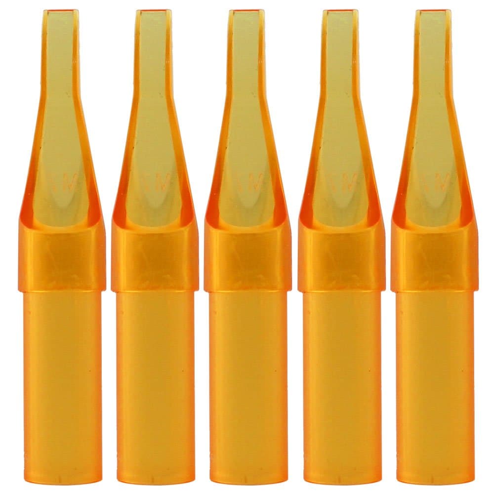 ITATOO 100pcs Tattoo Supply Sterile Tattoo Yellow Plastic Disposable Tattoo Tips -Round Flat/magnum Diamond Tips (7FT)