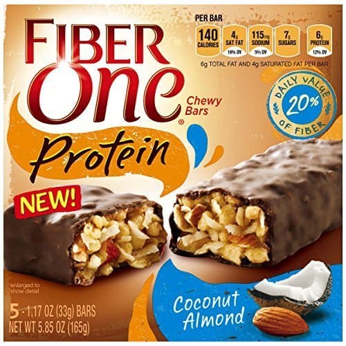 Fiber One Protein Coconut Almond Chewy Bars-1.17 oz , 5 Count, 6 Pack by Fiber One Snacks