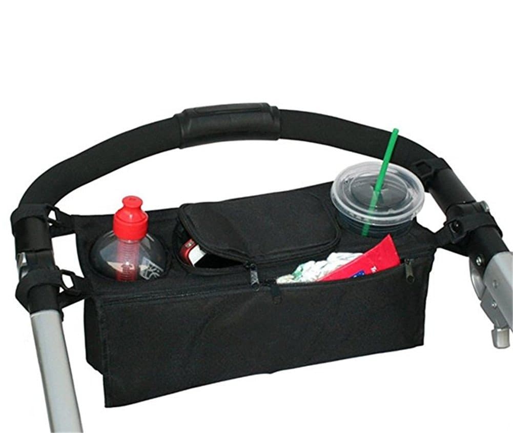 Vikenner Multifunctional Baby Stroller Cup Bag Storage Organizer Pram Pushchair Cup Holder Buggy Bottle Drink Food Hanging Storage Pouch for Small Items Cup Baby Diaper - Black