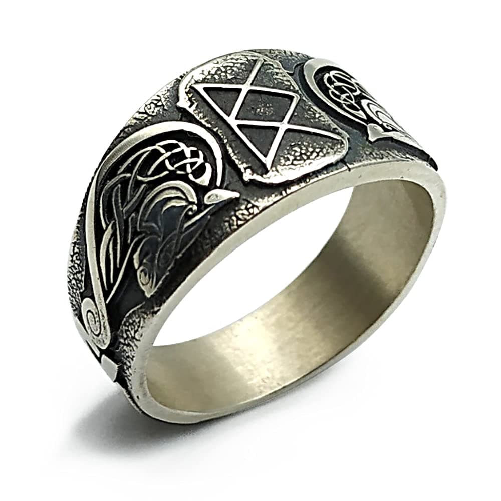 Goddess Freya silver ring Viking rune cat jewelry Norse pagan valkyrie jewelry for women
