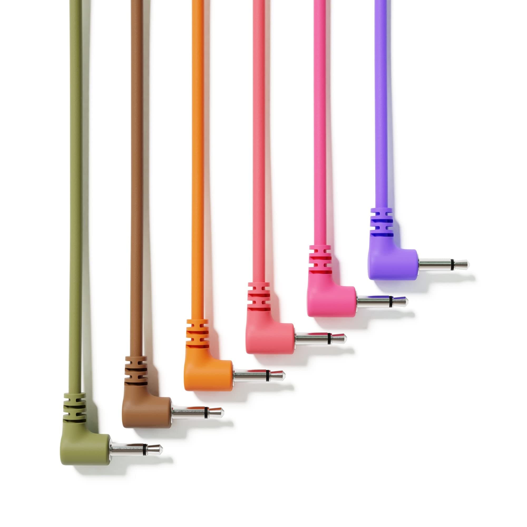 ExcelValley6B-Pack - Right Angle Mono Modular Patch Cables - 3.5mm 1/8" Eurorack Synthesizer [20 cm - 8"]