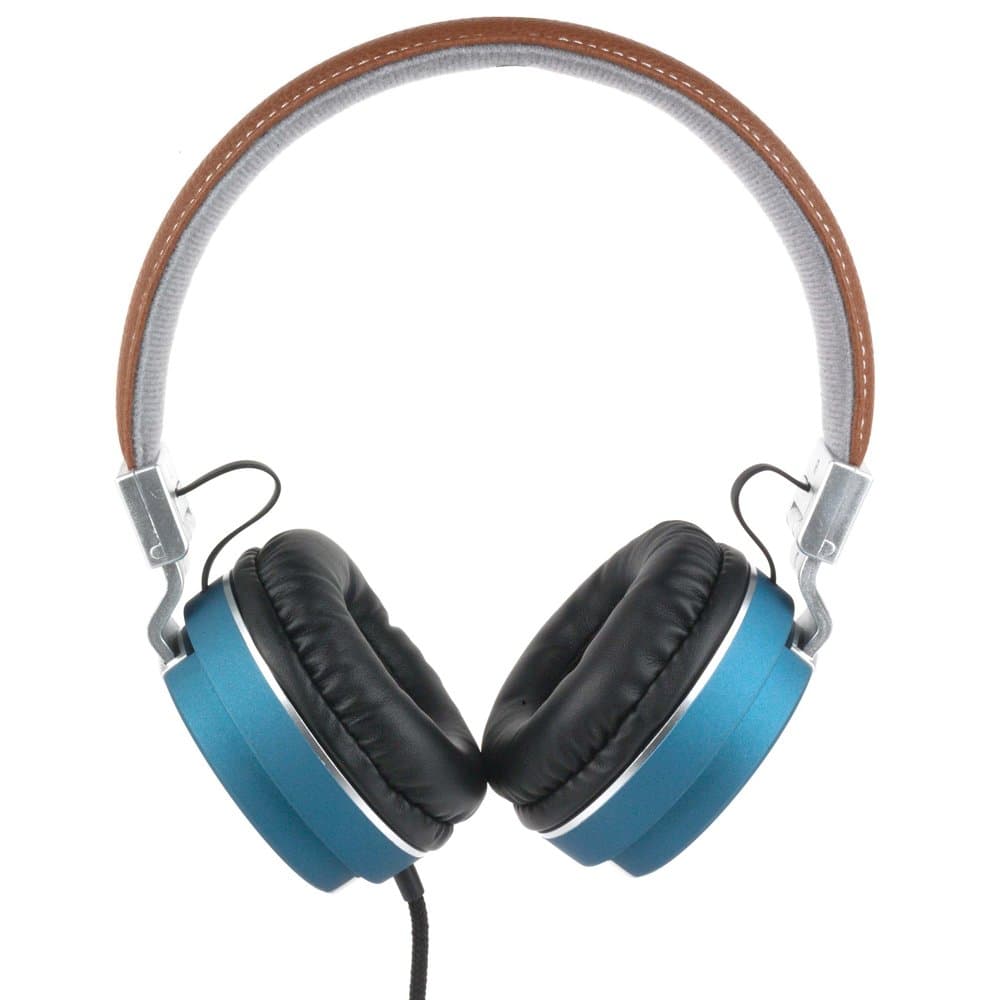 INTEMPO EE3072BLUSTK Matte Leather-Look Headphones, Blue