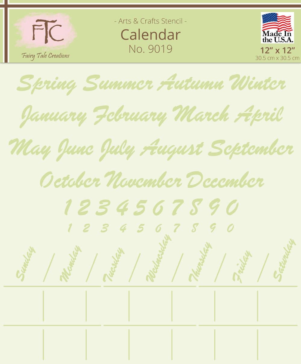Calendar Stencil, 12" x 12"