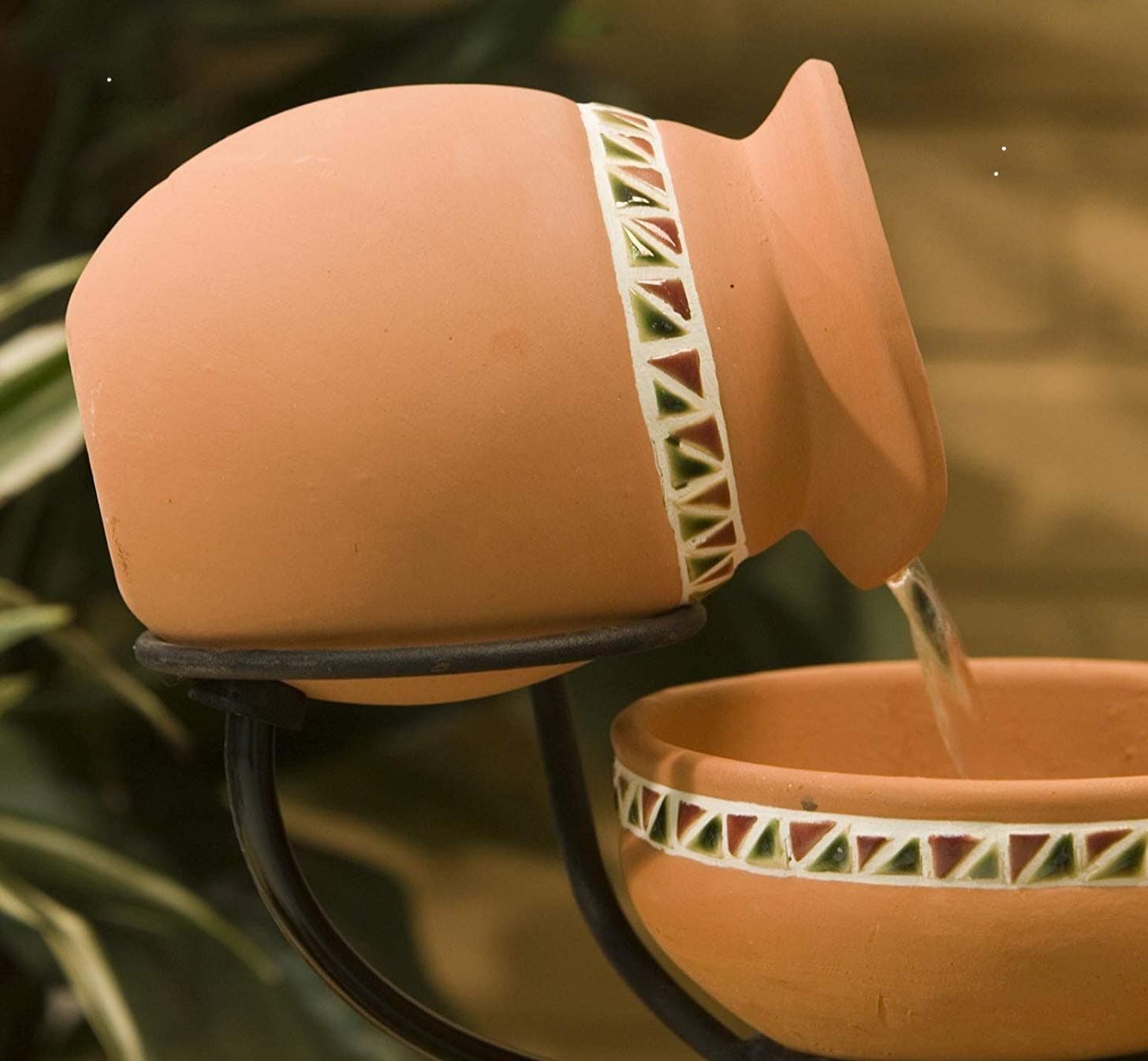 Beautiful Top Selling Terra Cotta Solar Mosaic Design Outdoor Garden Yard Birdbath Fountain- Elegant Santa Fe Art Finish Style- Solar Power Low-Voltage Water Pump Inc- Adds Beauty Charm To Back Yards