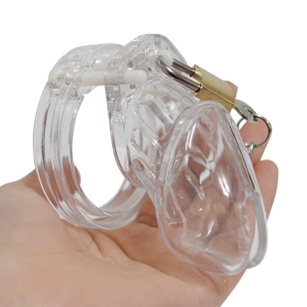 Plastic Devices Male Briefs Anti-Off with 5 Ring (Transparent,Short)