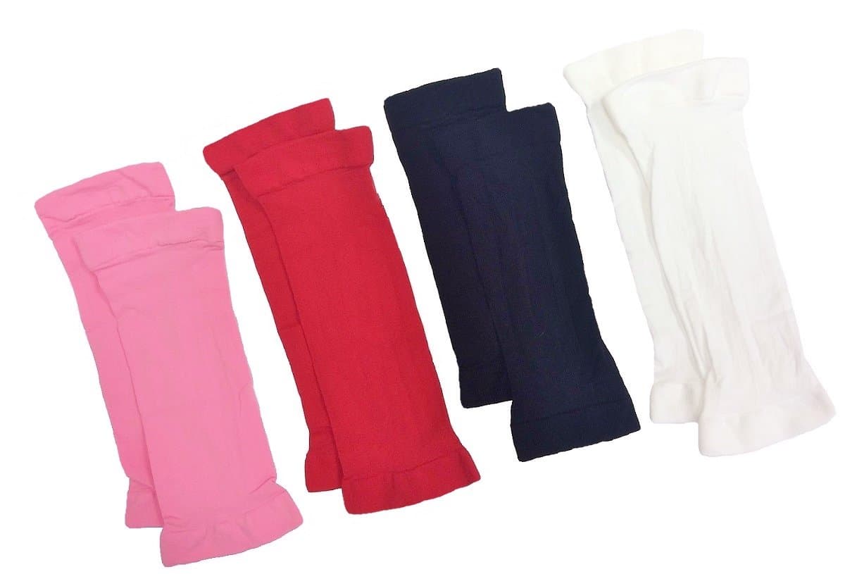 Shin Guard Sleeve Variety Pack for Girls: Includes a Pink, a Red, a Black, and a White Pair of Sleeves