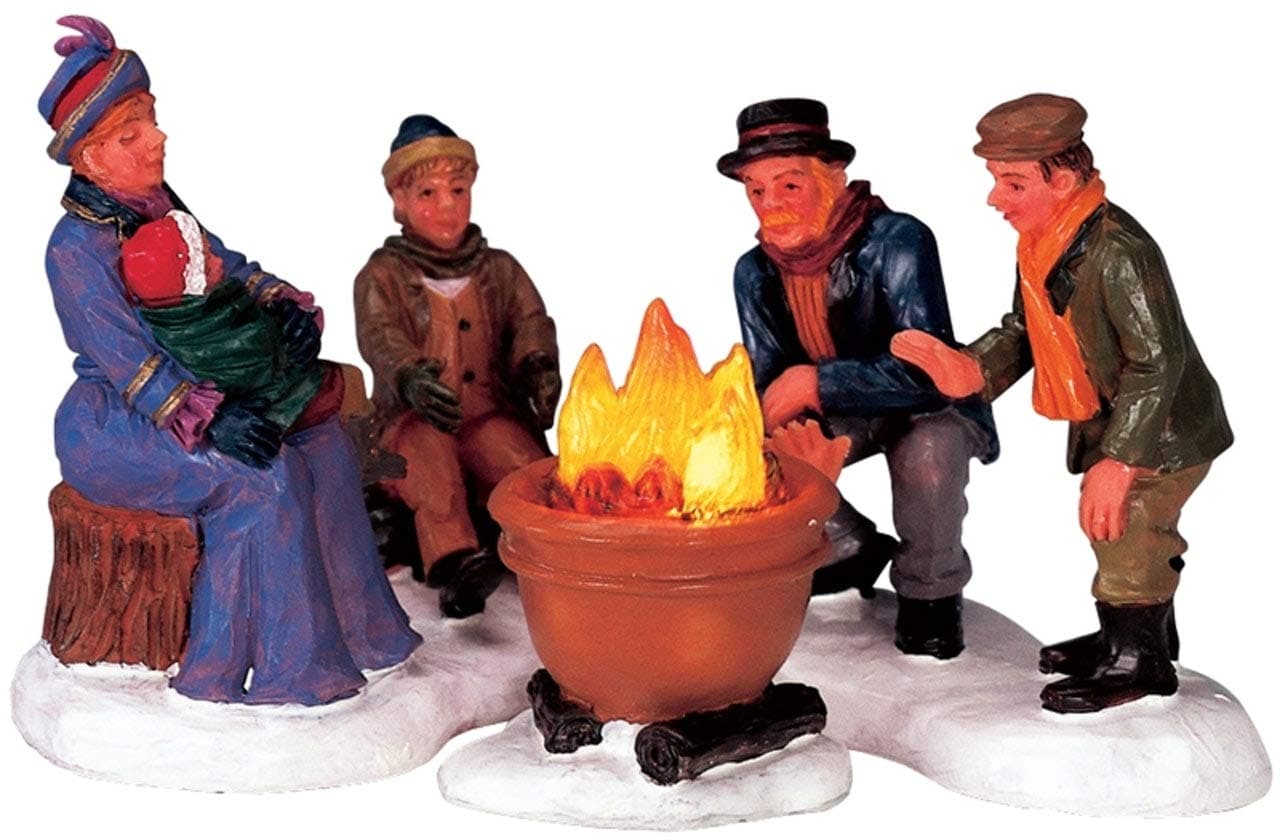 2004 Bonfire Set of 3 Lighted Christmas Village Figurines