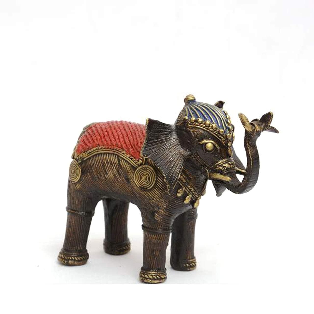 NewIndiaHaat MYPRIME Beautiful Tribal Bastar Art Dhokra Elephant Statue for Home Decor Brass Statue