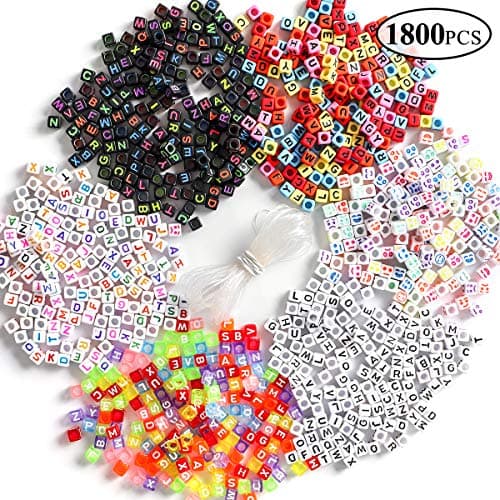 1500 Pieces A-Z Letter Beads, 6 Styles Sorted Alphabet Beads and Colorful Acrylic Letter Bead Kit, Vowel Letter Beads for Jewellery&Making Kids&Crafts&Name Bracelets