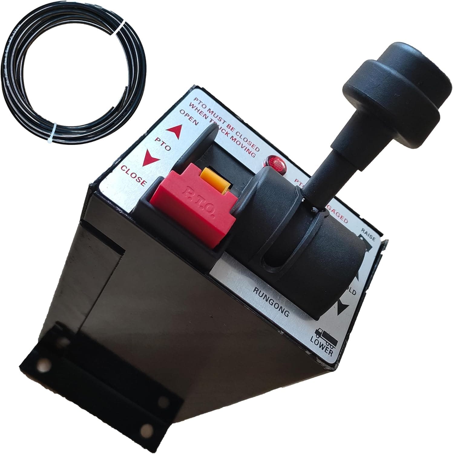 PTO Control Valve Set for Dump Pump, PTO Switch Dual Valve Air Kit With Kickout, Pneumatic Control for Dump Truck Tipper (Val ve+Console Tower+10m Air Tube)