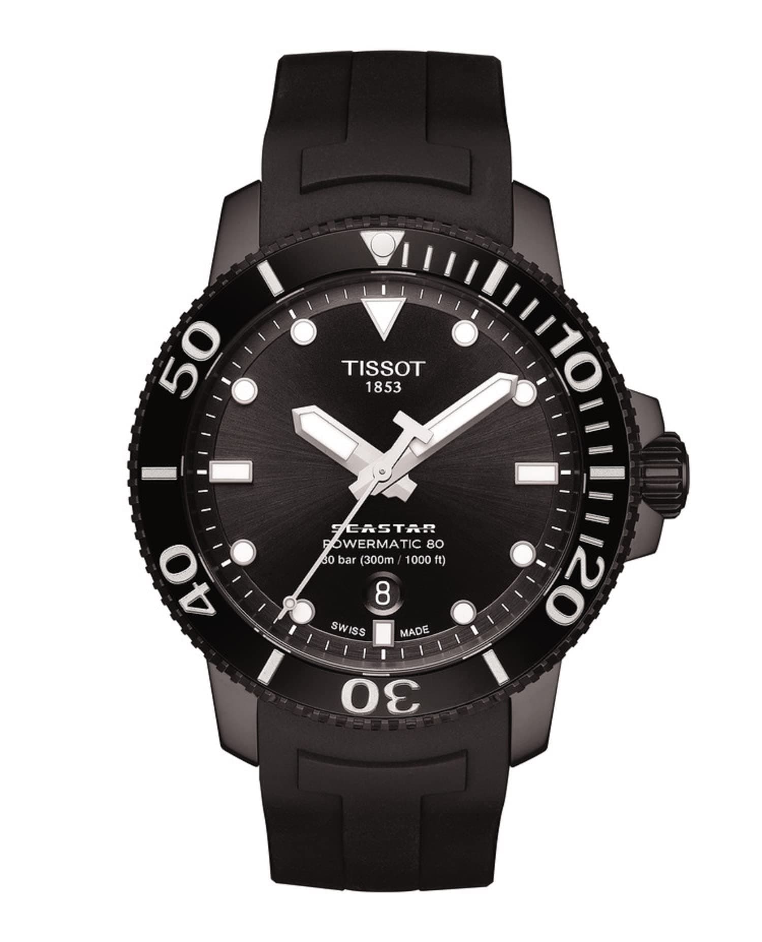 Tissot T1204073705100 Seaster 100 Automatic Rubber Strap Watch
