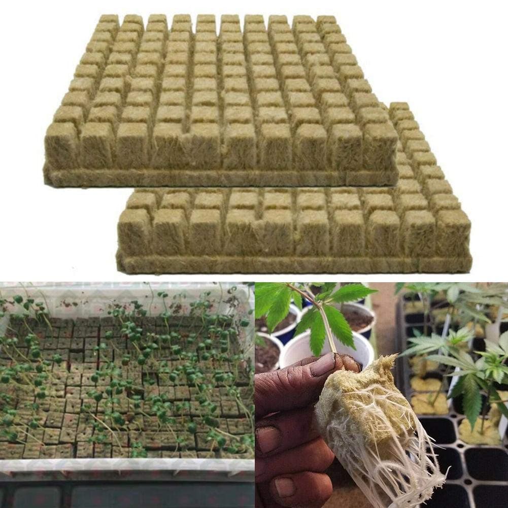 50 x Rockwool Leaf Propagation Block Clone Seed Cubes Dapper Set Hydroponic Grow without Soil Cultivation Plantation Compress Base