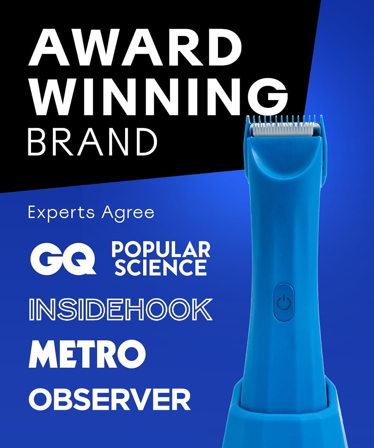 BALLS Trimmer V3 The Archibald - Body & Pubic Hair Shaver for Men - No Cuts, Sacksafe Guard, Rechargeable, 100% Waterproof, Cordless - Wet/Dry with Replaceable Ceramic Blades Archibald Trimmer