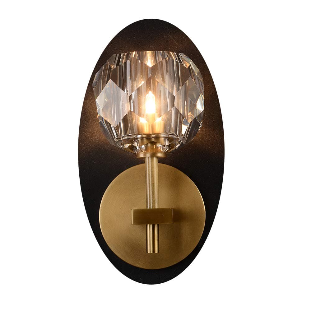 CEENWE Vintage Solid Brass Wall Sconce with Clear Crystal Globe (Brass)…