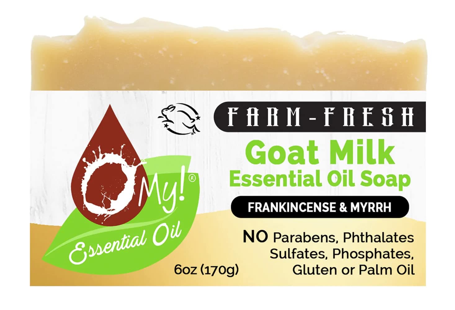 100% Essential Oil Goat Milk Soap 6oz Bar - Frankincense & Myrrh | Made with Farm-Fresh Goat Milk | Moisturizes dry skin | Gently Exfoliates | Paraben Free | Natural Skin Care | Made in USA