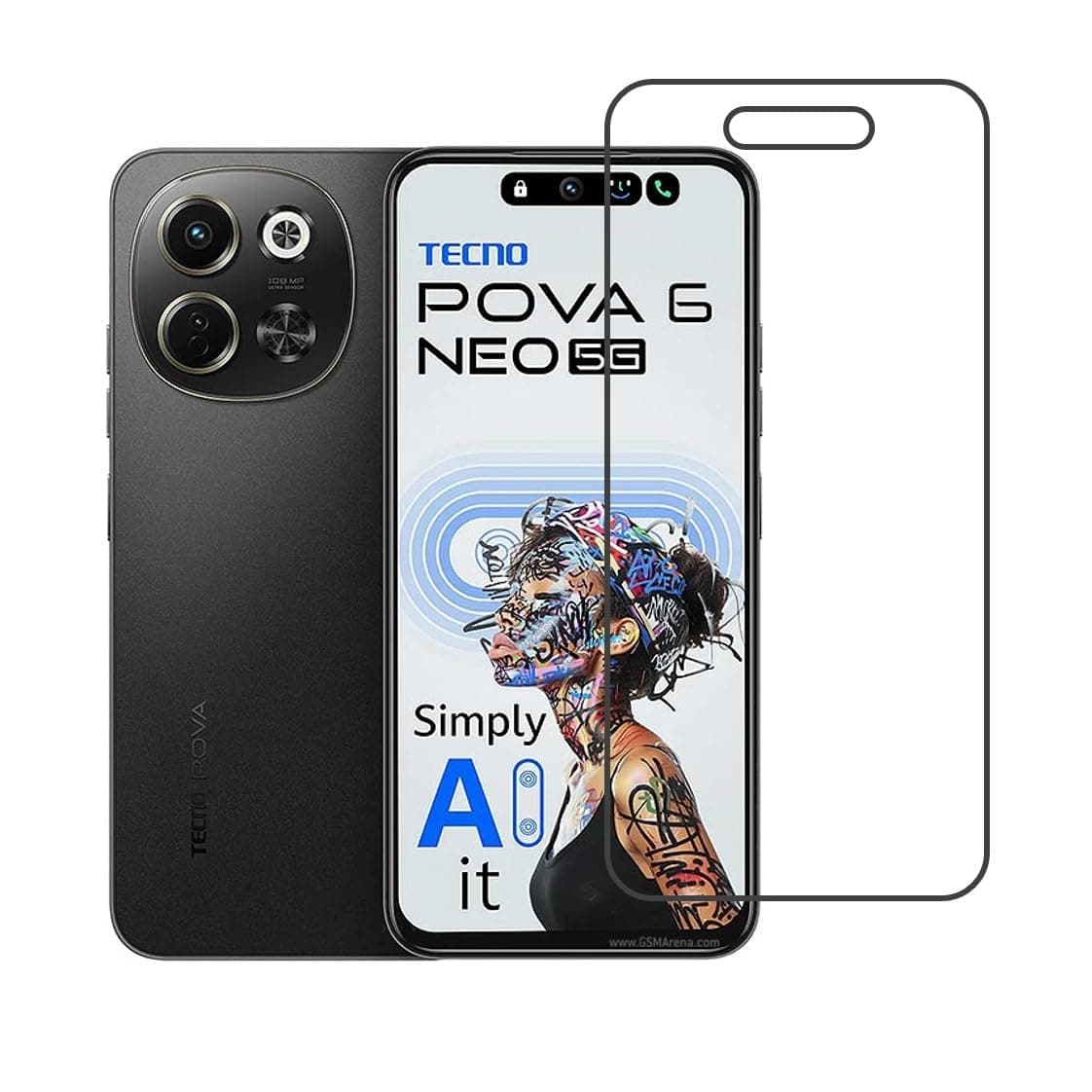 DVTECH® Mobile Front Screen Protector Compatible With Tecno Pova 6 Neo 5G Flexible Scratch resistance (Flexible Screen Protector)