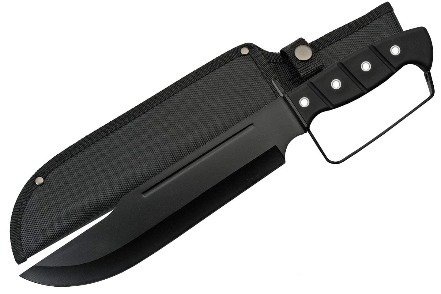 SZCO Full Tang Bowie Knife 15 Inch - Black Camping Knife with D-Guard Handle, Stainless Steel Blade & Sheath for Hunting, Camping & Outdoor Uses