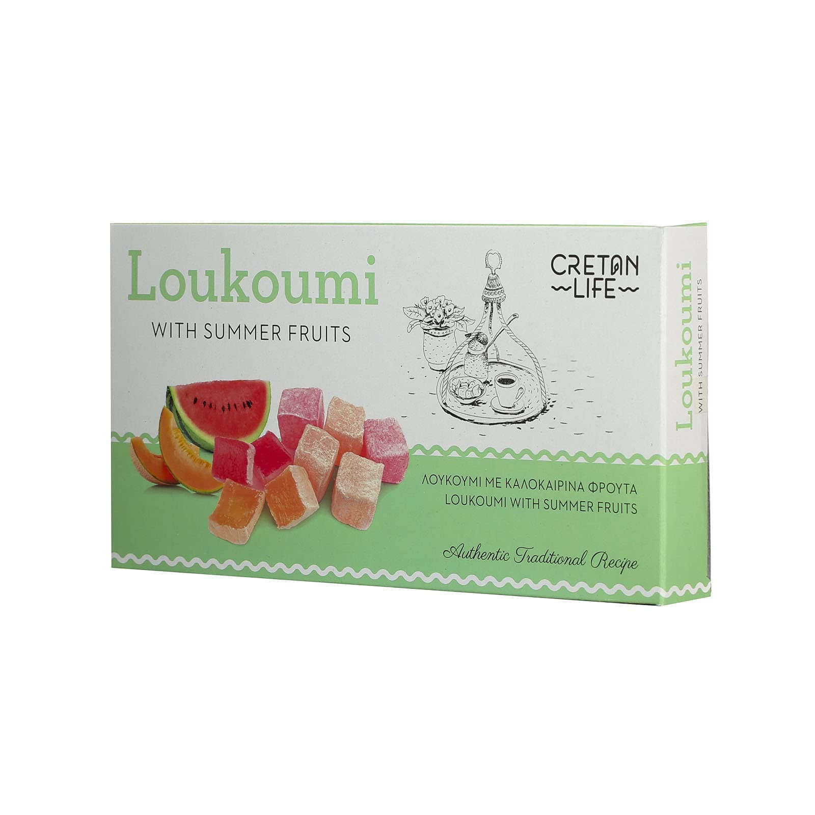 Cretan Life Greek - Turkish Delight (Loukoumi) Summer Fruits 280-300gr / Authentic Traditional Recipe