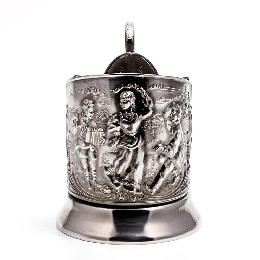 Kalchugino Metal Works Tea Glass Holder Russian Podstakannik Dances for Hot or Cold Liquids Drinking Glass Holder