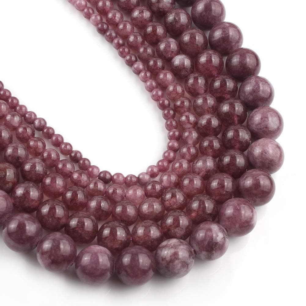 Yochus 45pcs Lepidolite Stone Beads，8mm Healing Power Natural Stone Round Loose Beads for Jewelry Making Earring Necklace DIY Crafts