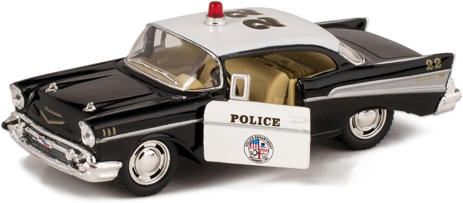 KiNSMART 1957 Chevy Bel Air Coupe 1:40 Scale 5" Die Cast Metal Classic Toy Car (Rescue Police)